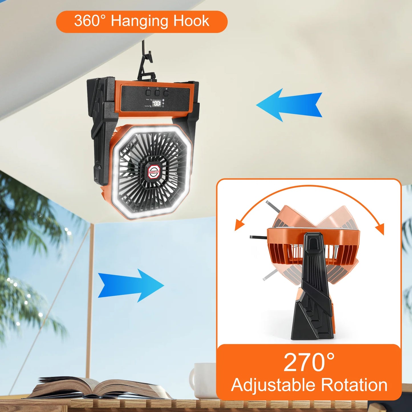 20,000mAh Portable Fan — Hook for Camping, Office & Travel