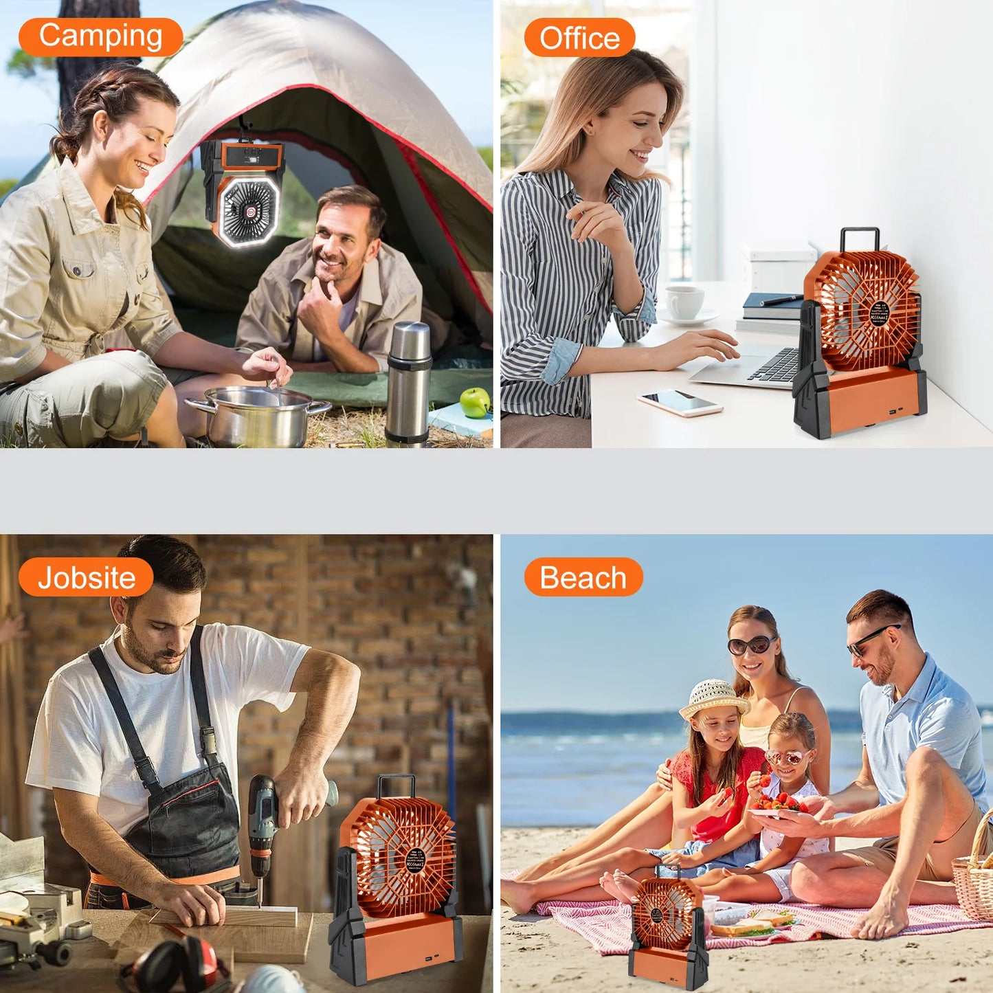 20,000mAh Portable Fan — Hook for Camping, Office & Travel