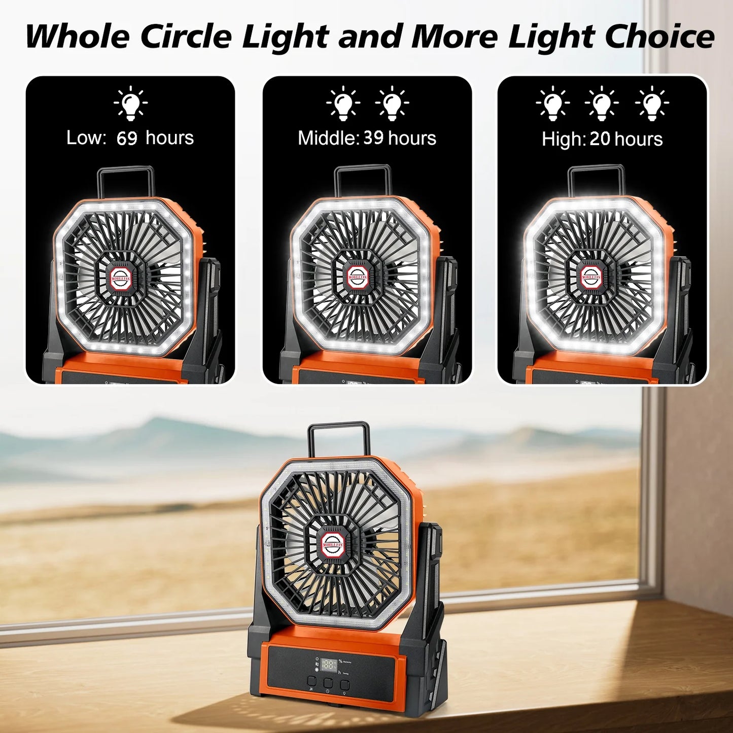 20,000mAh Portable Fan — Hook for Camping, Office & Travel